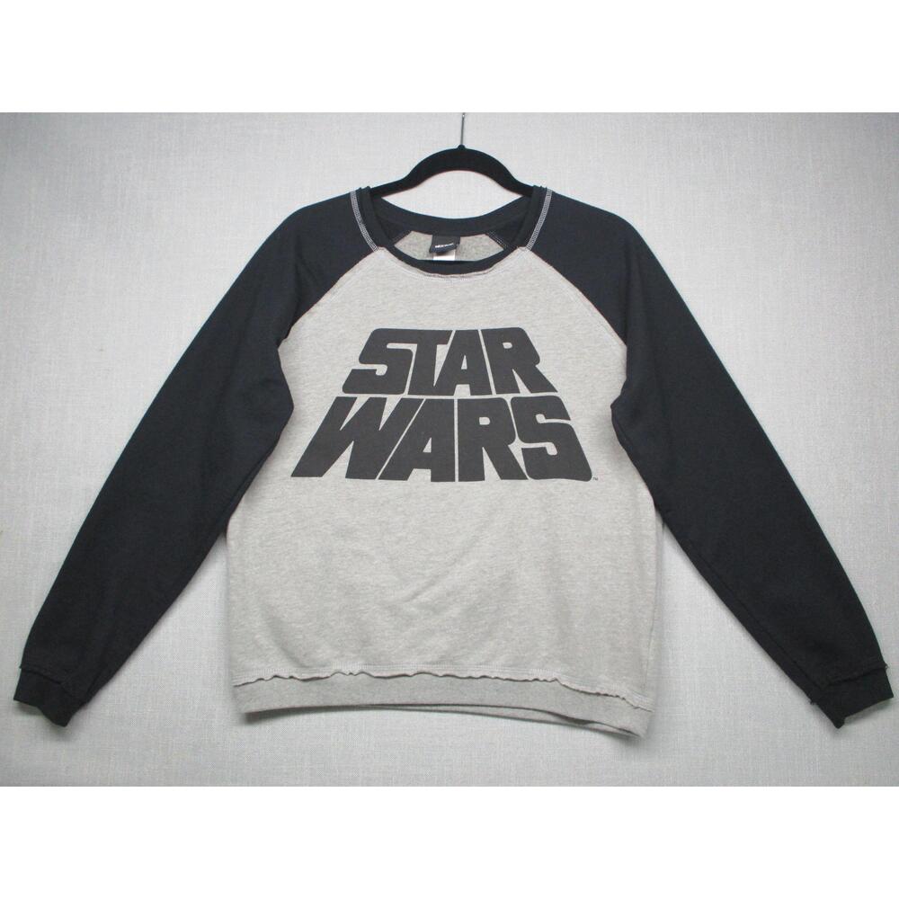 Star Wars Gray Black Novelty Graphic Raglan Pullover Sweatshirt junior Size XL